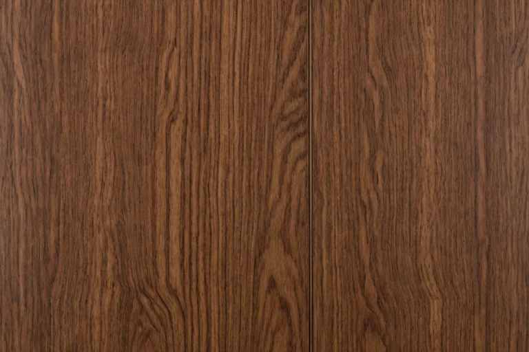 Book-matched walnut veneer grain on a table top
